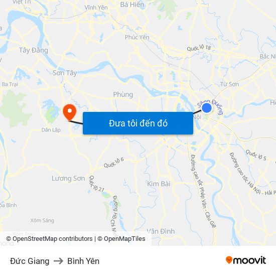 Đức Giang to Bình Yên map