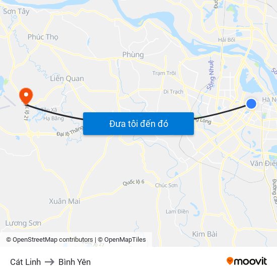 Cát Linh to Bình Yên map