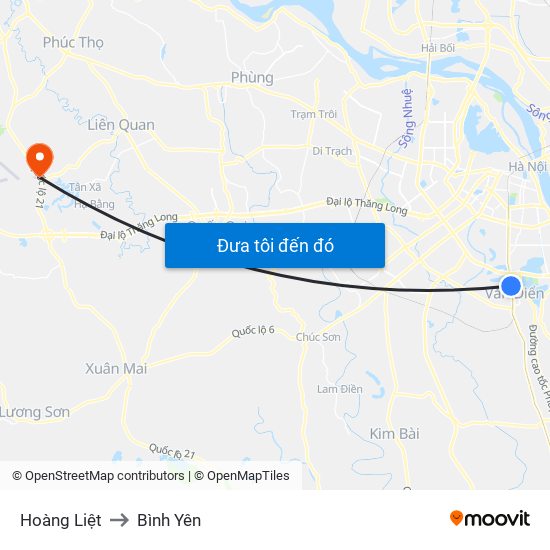 Hoàng Liệt to Bình Yên map