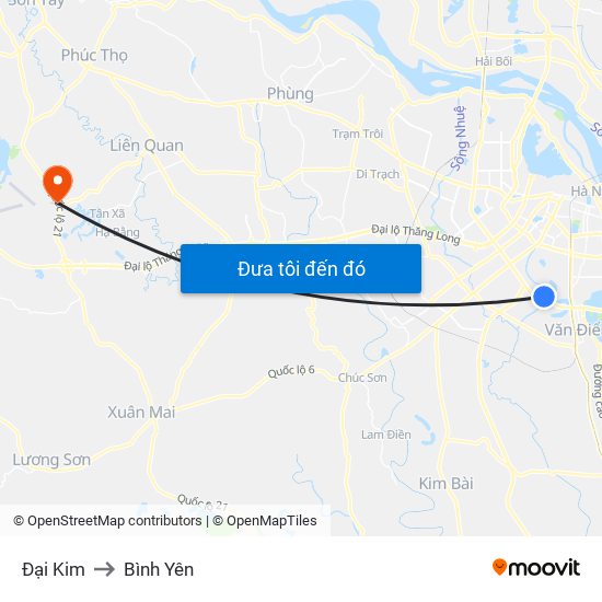 Đại Kim to Bình Yên map