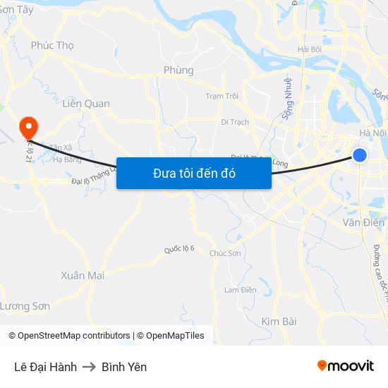 Lê Đại Hành to Bình Yên map