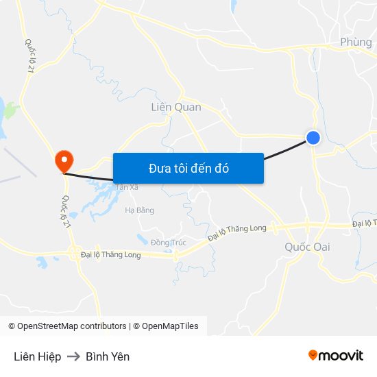 Liên Hiệp to Bình Yên map