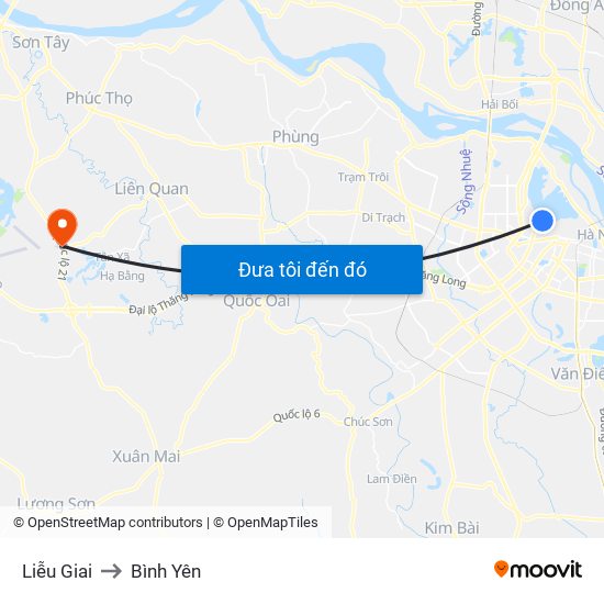 Liễu Giai to Bình Yên map