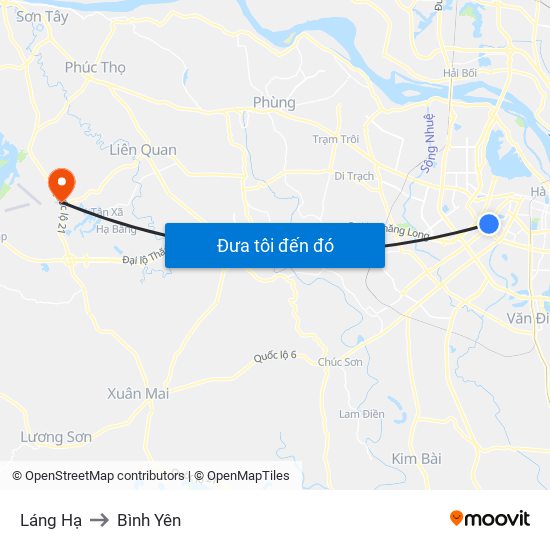 Láng Hạ to Bình Yên map