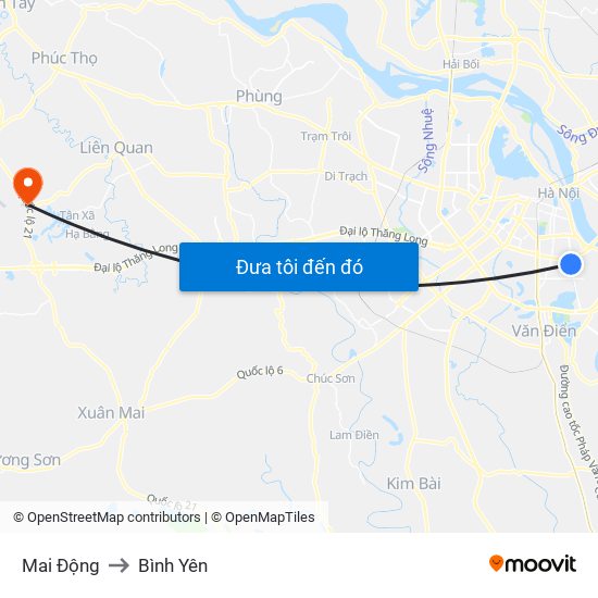 Mai Động to Bình Yên map