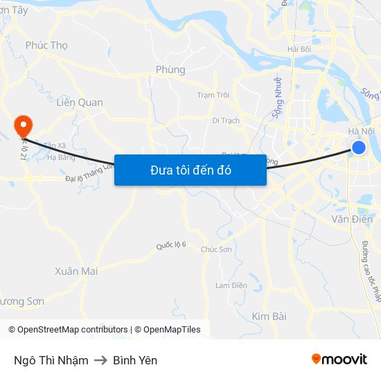 Ngô Thì Nhậm to Bình Yên map