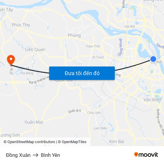 Đồng Xuân to Bình Yên map