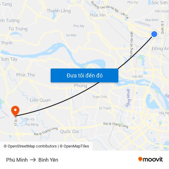 Phú Minh to Bình Yên map