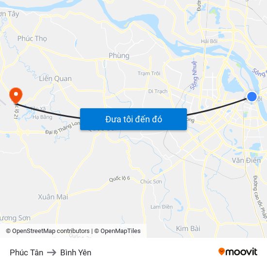 Phúc Tân to Bình Yên map