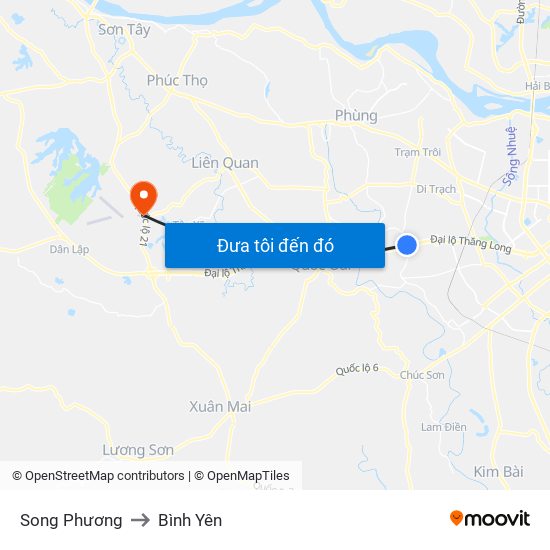 Song Phương to Bình Yên map