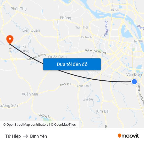 Tứ Hiệp to Bình Yên map