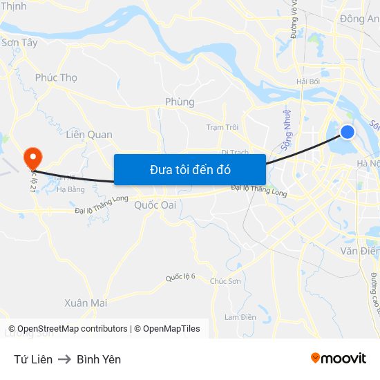 Tứ Liên to Bình Yên map