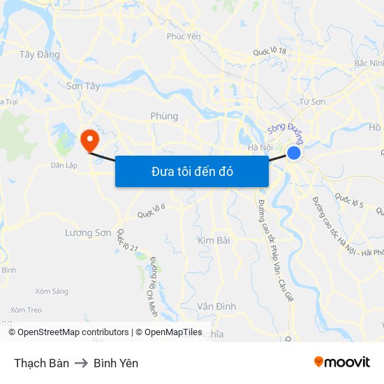 Thạch Bàn to Bình Yên map