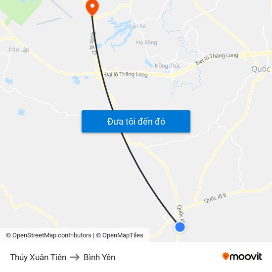 Thủy Xuân Tiên to Bình Yên map