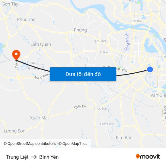 Trung Liệt to Bình Yên map