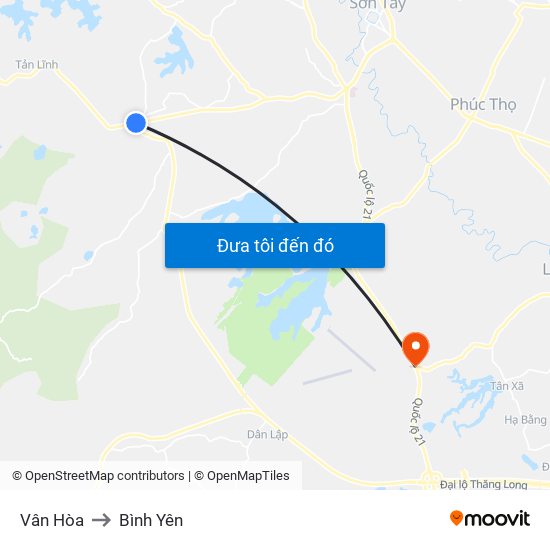 Vân Hòa to Bình Yên map