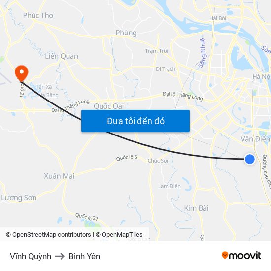 Vĩnh Quỳnh to Bình Yên map
