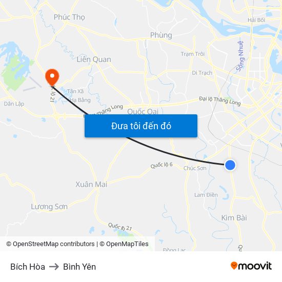 Bích Hòa to Bình Yên map