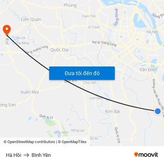 Hà Hồi to Bình Yên map