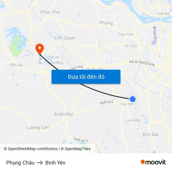 Phụng Châu to Bình Yên map