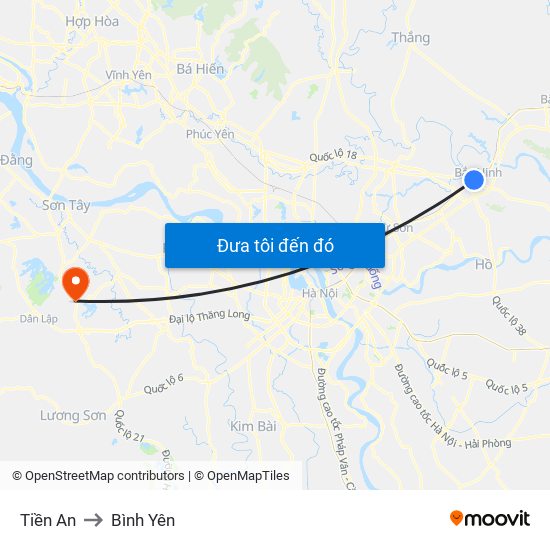 Tiền An to Bình Yên map