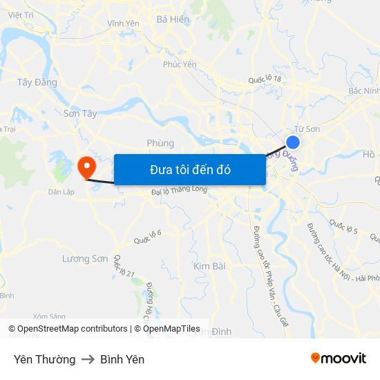 Yên Thường to Bình Yên map