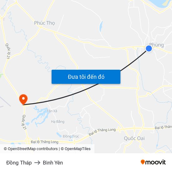 Đồng Tháp to Bình Yên map