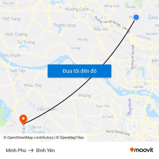 Minh Phú to Bình Yên map