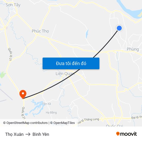 Thọ Xuân to Bình Yên map