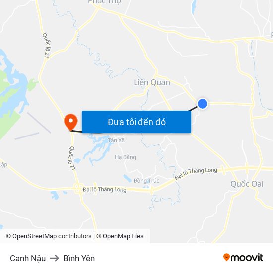 Canh Nậu to Bình Yên map