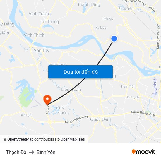 Thạch Đà to Bình Yên map