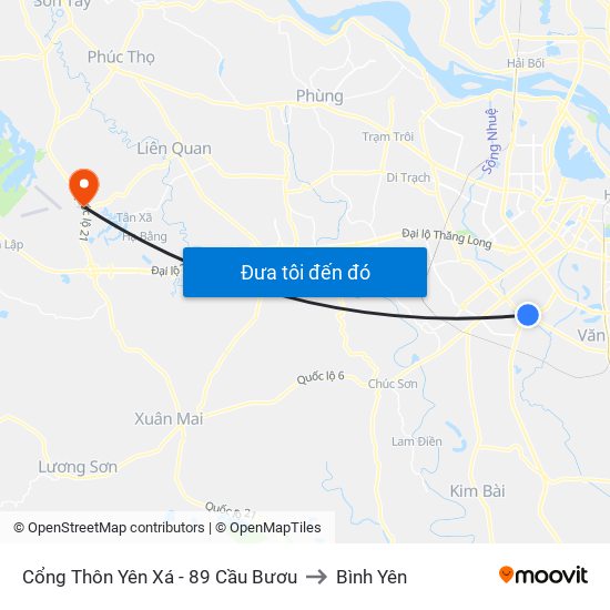 Cổng Thôn Yên Xá - 89 Cầu Bươu to Bình Yên map