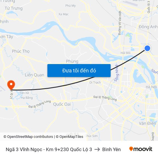 Ngã 3 Vĩnh Ngọc - Km 9+230 Quốc Lộ 3 to Bình Yên map