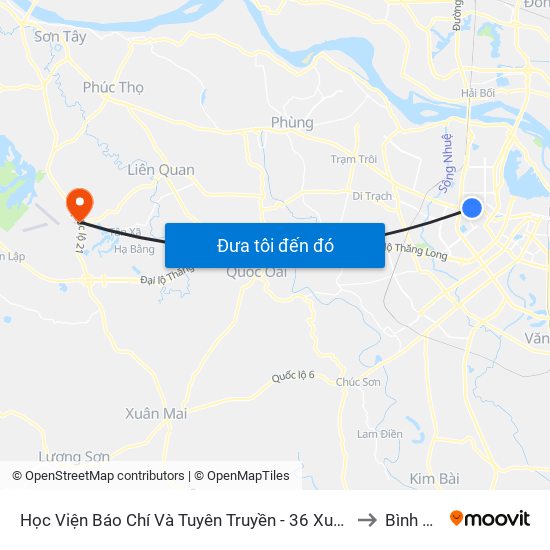 Học Viện Báo Chí Và Tuyên Truyền - 36 Xuân Thủy to Bình Yên map