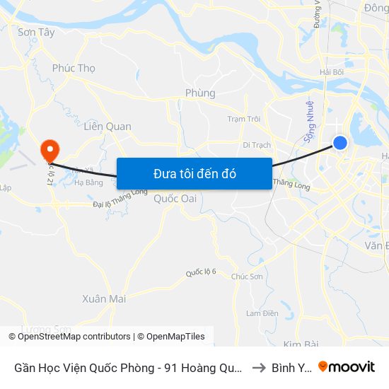 Gần Học Viện Quốc Phòng - 91 Hoàng Quốc Việt to Bình Yên map