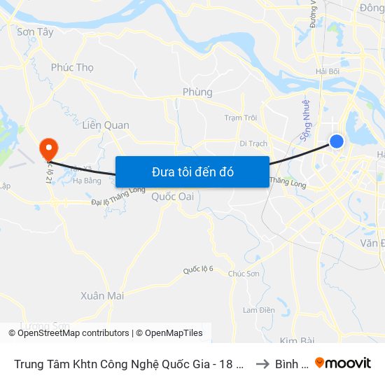 Trung Tâm Khtn Công Nghệ Quốc Gia - 18 Hoàng Quốc Việt to Bình Yên map