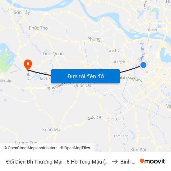 Đối Diện Đh Thương Mại - 6 Hồ Tùng Mậu (Cột Sau) to Bình Yên map