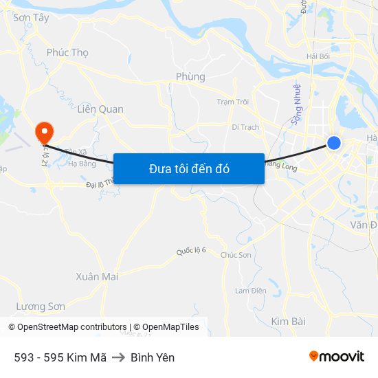 593 - 595 Kim Mã to Bình Yên map