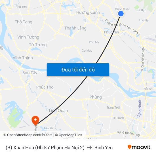 (B) Xuân Hòa (Đh Sư Phạm Hà Nội 2) to Bình Yên map