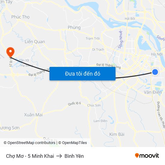 Chợ Mơ - 5 Minh Khai to Bình Yên map