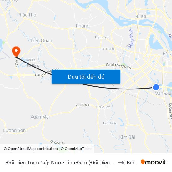 Đối Diện Trạm Cấp Nước Linh Đàm (Đối Diện Chung Cư Hh1c) - Nguyễn Hữu Thọ to Bình Yên map