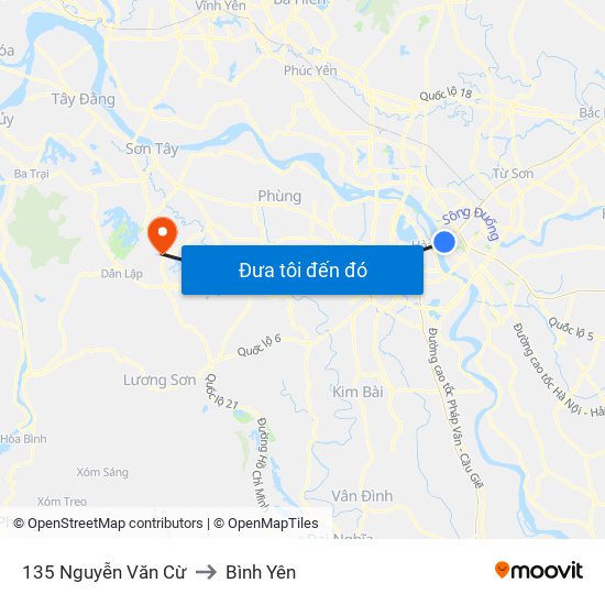 135 Nguyễn Văn Cừ to Bình Yên map