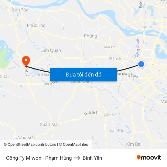 Công Ty Miwon - Phạm Hùng to Bình Yên map