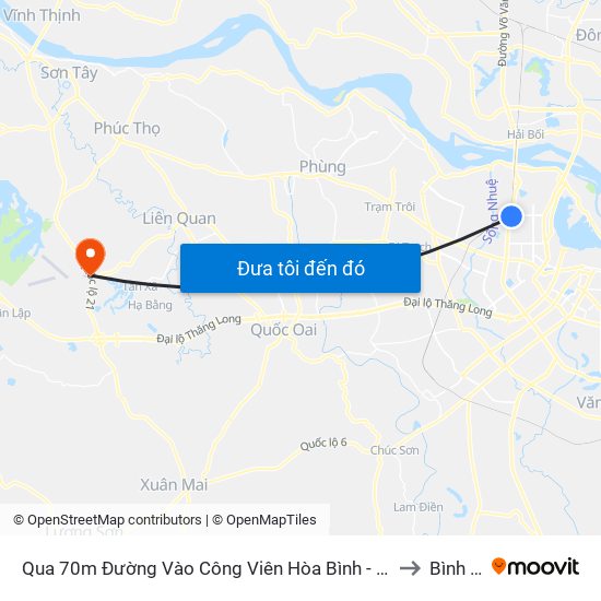 Qua 70m Đường Vào Công Viên Hòa Bình - Phạm Văn Đồng to Bình Yên map