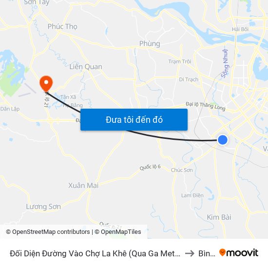 Đối Diện Đường Vào Chợ La Khê (Qua Ga Metro La Khê) - 405 Quang Trung (Hà Đông) to Bình Yên map