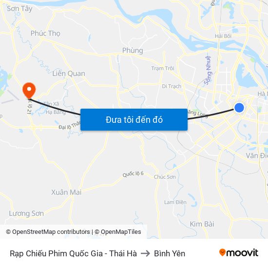 Rạp Chiếu Phim Quốc Gia - Thái Hà to Bình Yên map