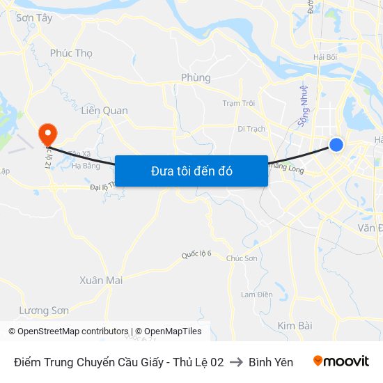 Điểm Trung Chuyển Cầu Giấy - Thủ Lệ 02 to Bình Yên map