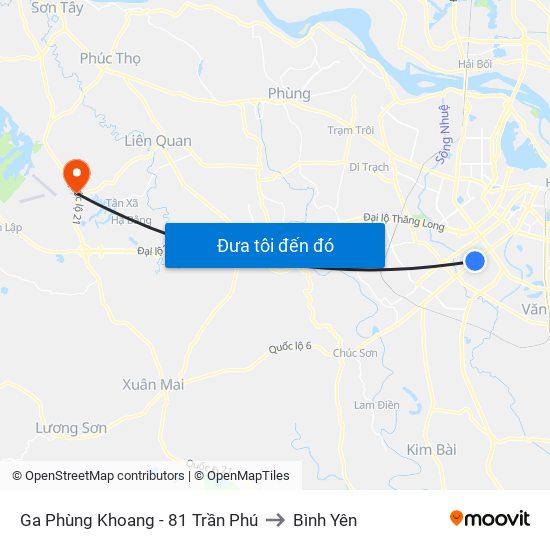 Ga Phùng Khoang - 81 Trần Phú to Bình Yên map