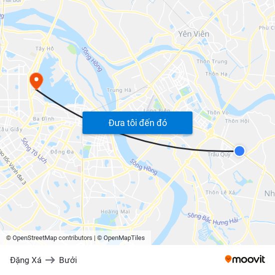 Đặng Xá to Bưởi map