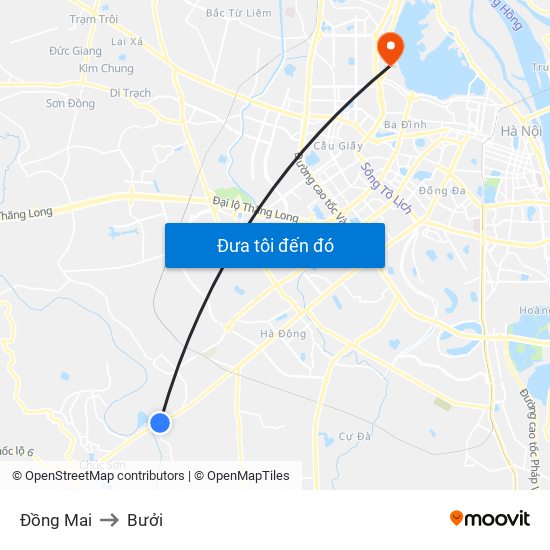 Đồng Mai to Bưởi map